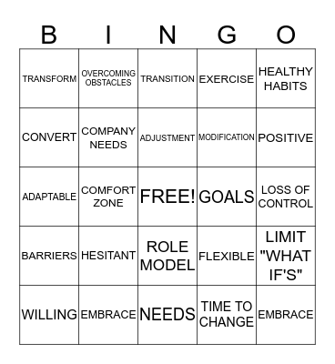 CHANGE Bingo Card