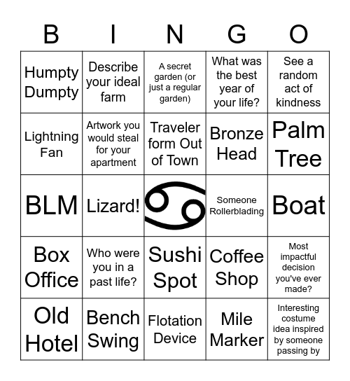 Bingo Date Bingo Card