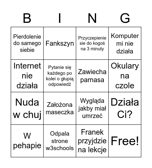 Parnas Bingo Card