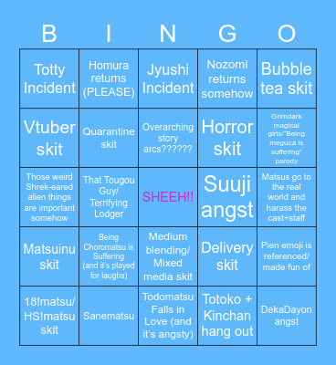 Nature's Osomatsu-san S3 Prediction Bingo Card