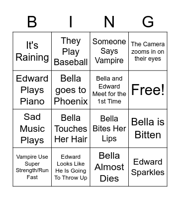 Twilight Bingo Card