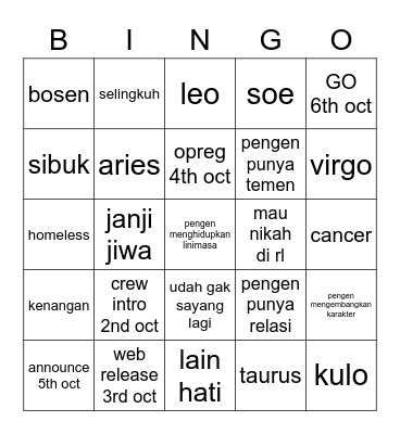 punya maureen Bingo Card