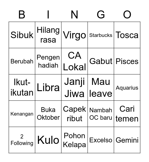 brmntr Bingo Card