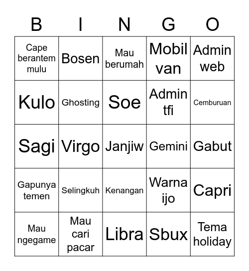 ara punya Bingo Card