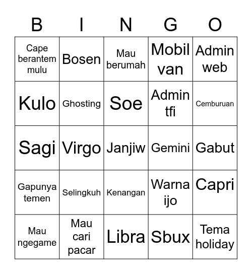 ara punya Bingo Card