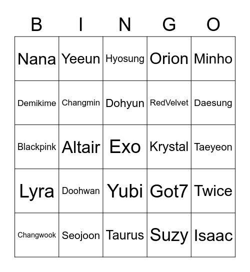 Bingo Tsuki Bingo Card