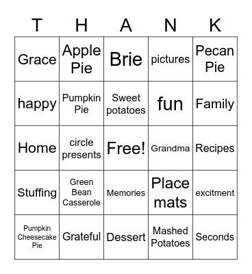 Thanksgiving Bingo :) Bingo Card