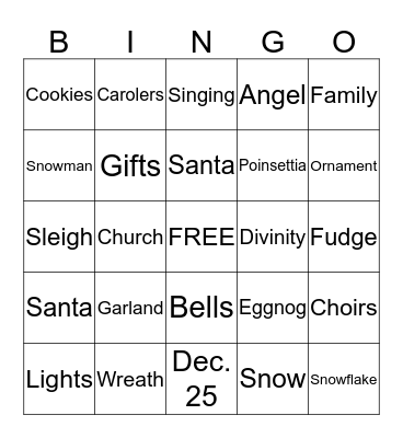 Christmas at The Villages Bingo Card