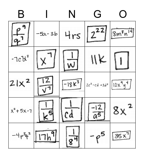 pg. 75 Bingo Card