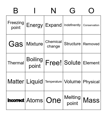 Matter Bingo Card