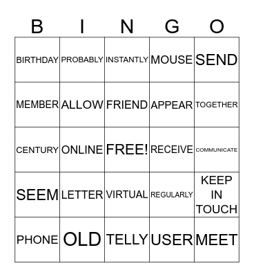 KEEP IN TOUCH Bingo Card