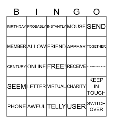 KEEP IN TOUCH Bingo Card