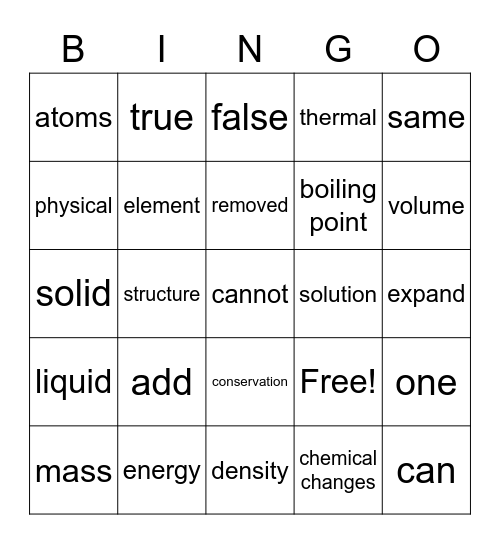 Matter Bingo Card