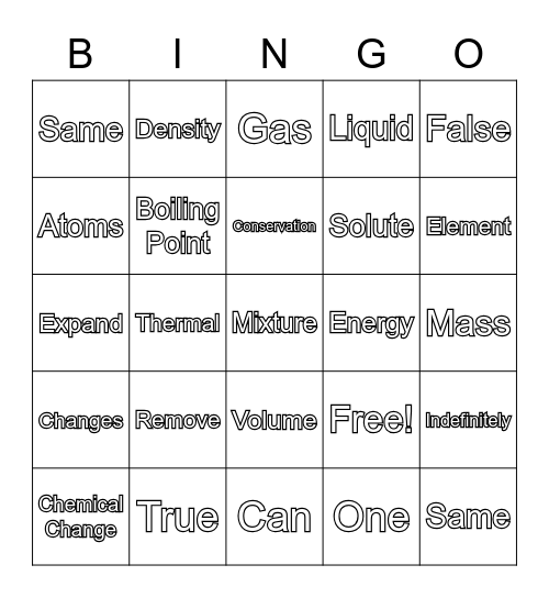 Matter Bingo Card
