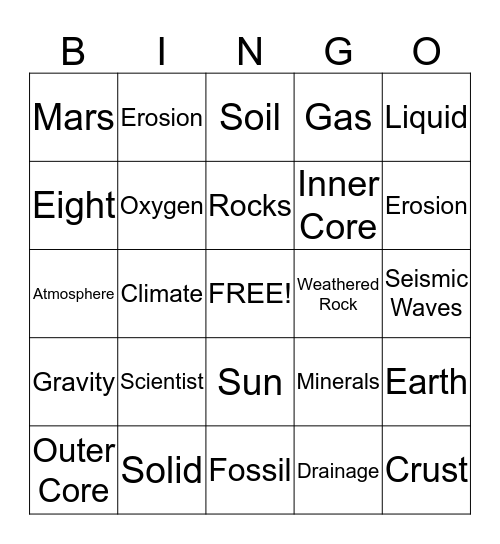 Science Quarter 1 Bingo Card