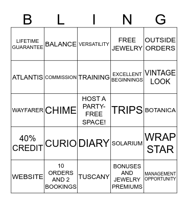 LIA SOPHIA BLINGO Bingo Card
