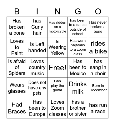IceBreaker BINGO Card