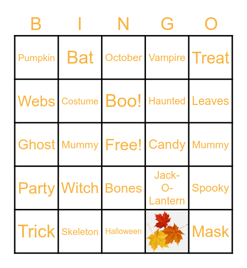 Fall Bingo Card