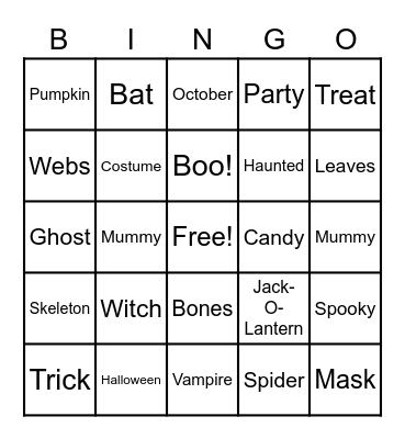 Fall Bingo Card