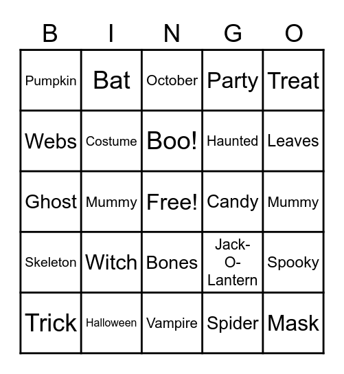 Fall Bingo Card