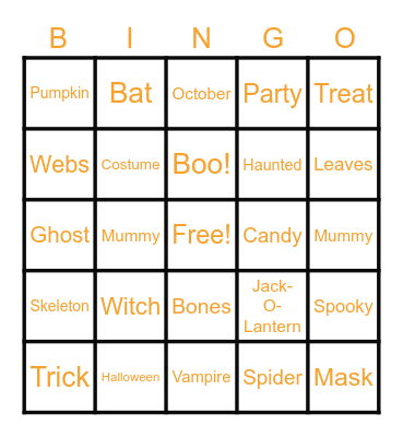 Fall Bingo Card