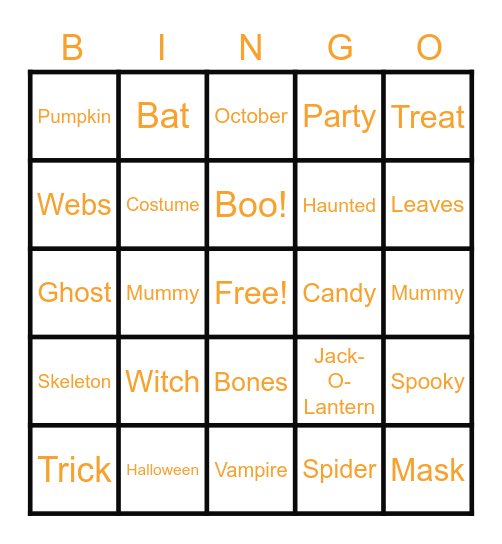 Fall Bingo Card
