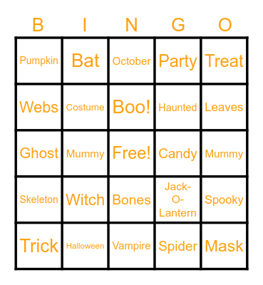 Fall Bingo Card