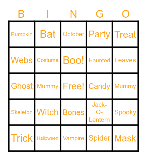 Fall Bingo Card