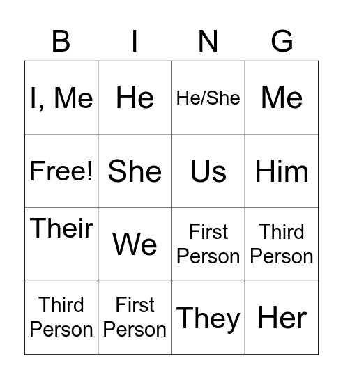 Point of View Bingo Card