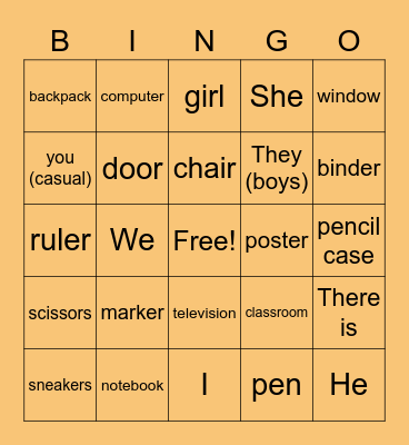 Classroom Vocab Bingo Card