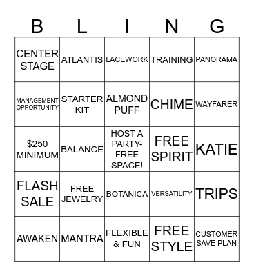 LIA SOPHIA BLINGO Bingo Card