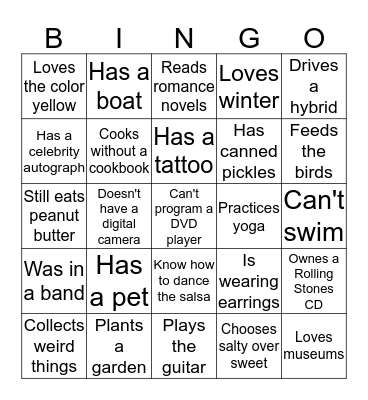 People Bingo Card