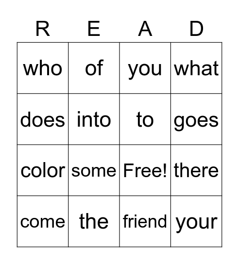 1st Grade Sight Words (Q1) Bingo Card