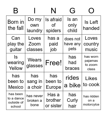 IceBreaker BINGO Card