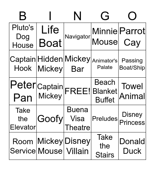 disney magic cruise bingo