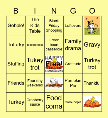CAMP Thanksgiving Bingo Card