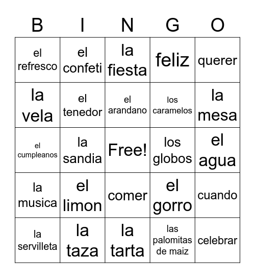 Feliz Cumpleanos! Bingo Card