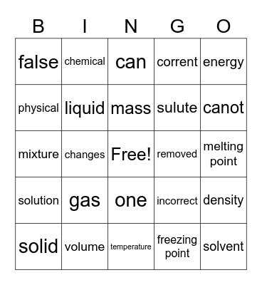 Matter Bingo Card