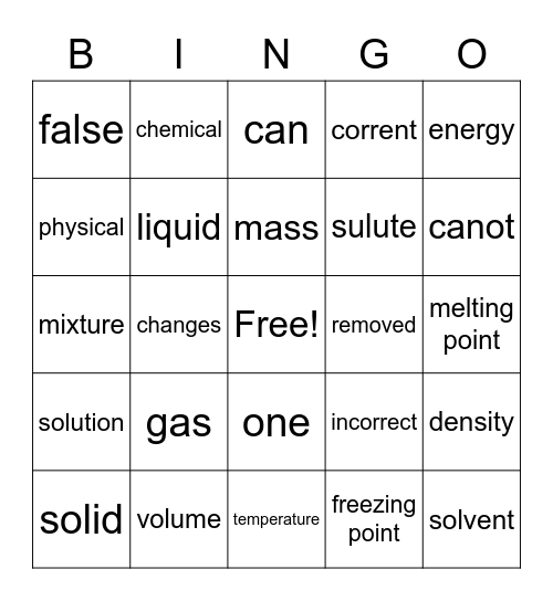 Matter Bingo Card