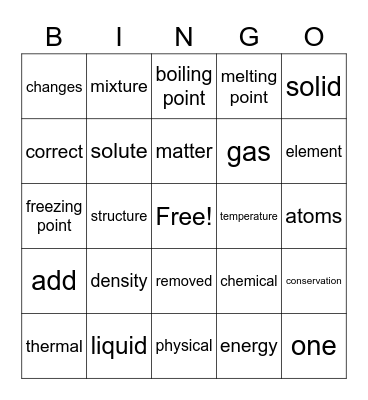 Science Bingo! Bingo Card