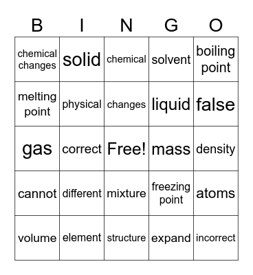 matter Bingo Card