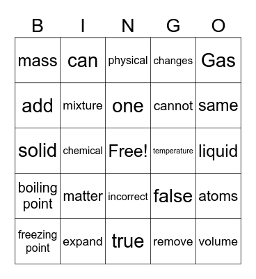 matter Bingo Card