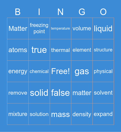 Matter Bingo Card
