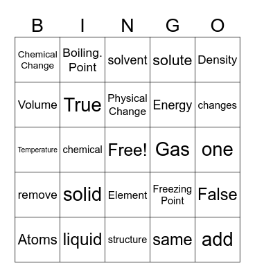 Matter Bingo Card