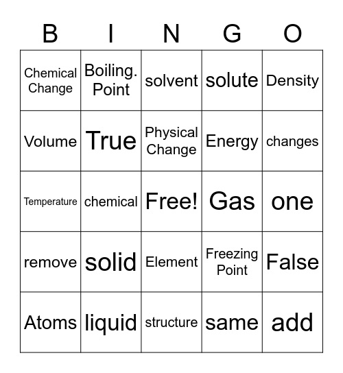 Matter Bingo Card