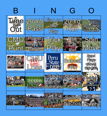 Peru State College Homecoming 2020 Bingo Card