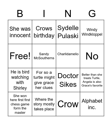 Westing game Bingo Card