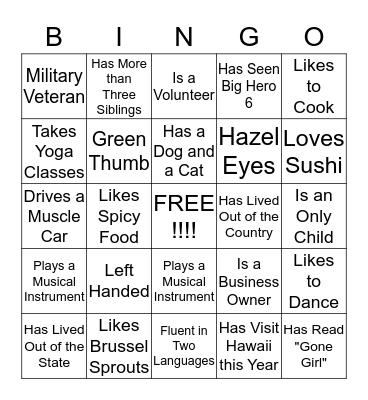 Ice Breaker Bingo Card