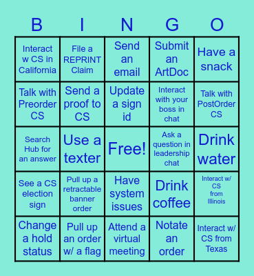 Customer Service Week BINGO Card