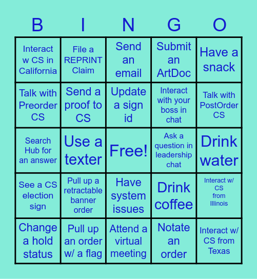 Customer Service Week BINGO Card